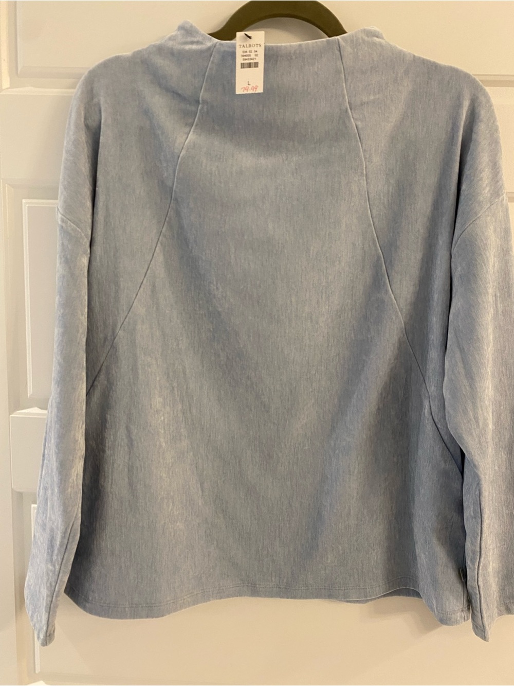 T by Talbots Ice Blue Velour Top NWT